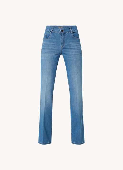 Gardeur High waist flared jeans met medium wassing - voorkant indigo