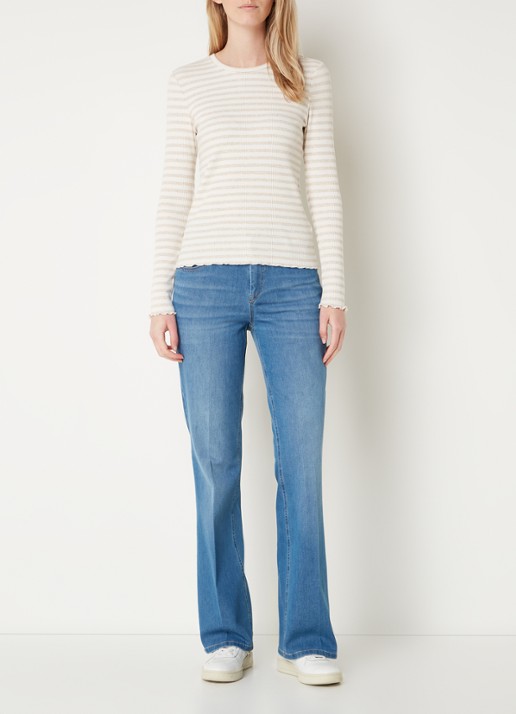 Gardeur High waist flared jeans met medium wassing - voorkant 2 indigo