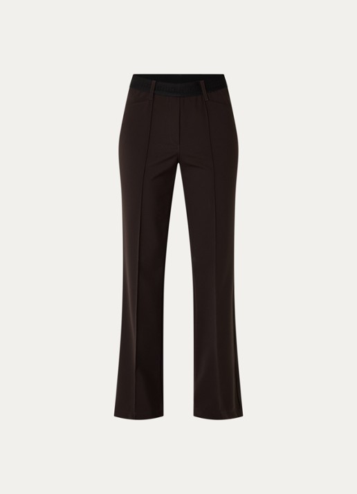 Gardeur High waist flared pantalon met stretch - voorkant donkerbruin