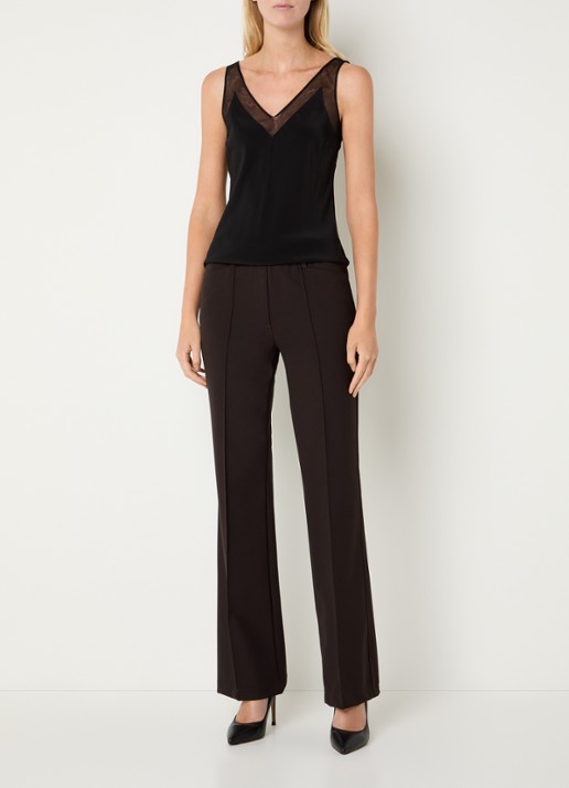 Gardeur High waist flared pantalon met stretch - voorkant 2 donkerbruin