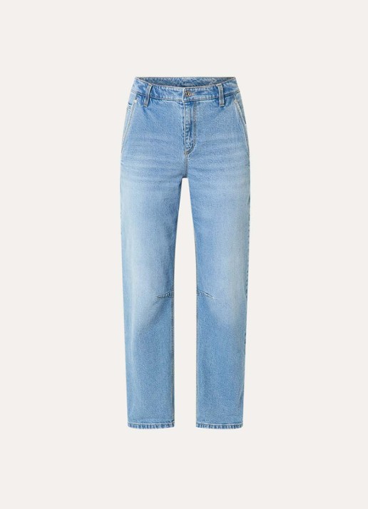 Gardeur High waist straight leg cropped jeans met lichte wassing - voorkant indigo