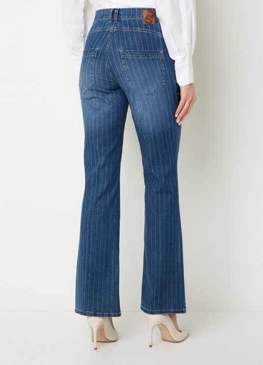 Gardeur Hose high waist flared fit jeans met donkere wassing - achterkant indigo
