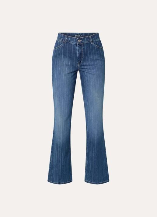 Gardeur Hose high waist flared fit jeans met donkere wassing - voorkant 4 indigo