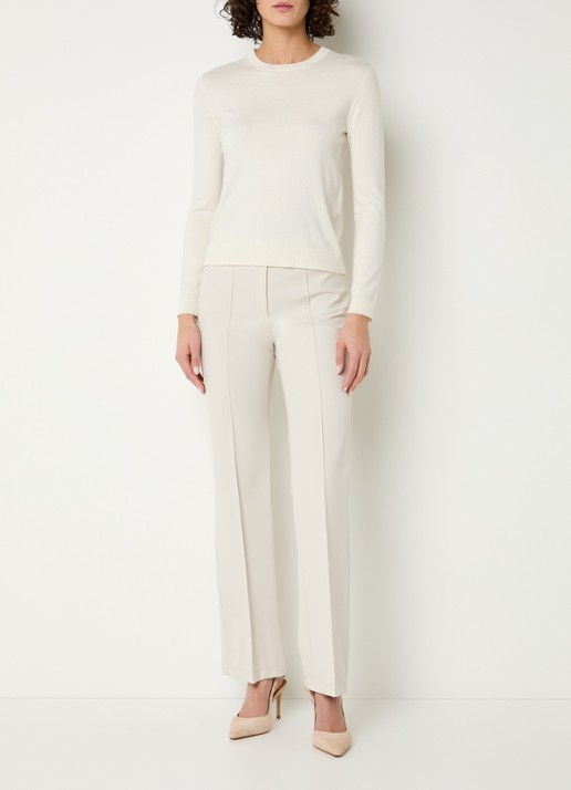 Gardeur Hose high waist straight fit pantalon met steekzakken - voorkant 3 ivoor