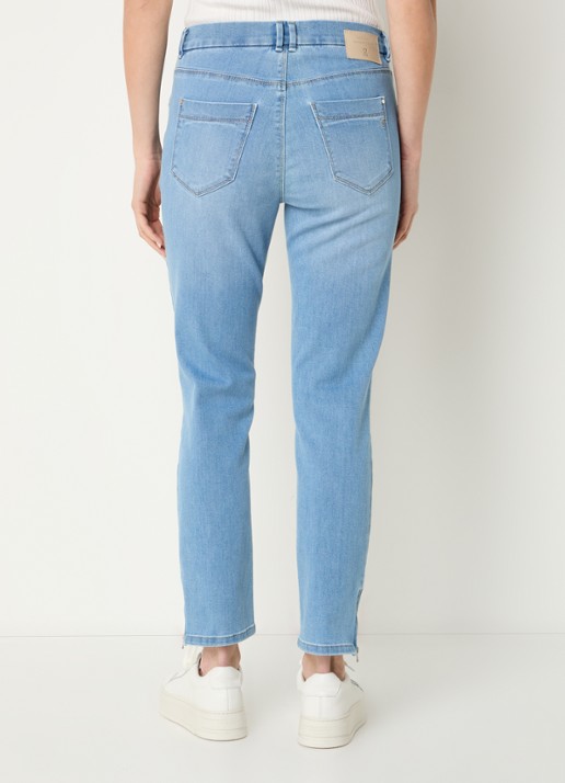 Gardeur Mid waist cropped slim fit jeans  met lichte wassing - achterkant 5 indigo