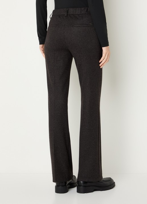 Gardeur Mid waist flared broek met ingebreid print - achterkant 2 donkerbruin