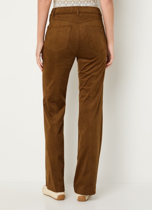 Gardeur Mid waist flared broek van suède - achterkant cognac