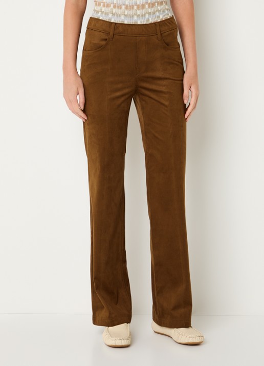 Gardeur Mid waist flared broek van suède - detail 4 cognac