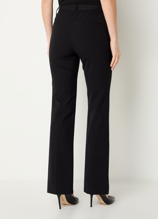 Gardeur Mid waist flared fit pantalon met steekzakken  - achterkant zwart