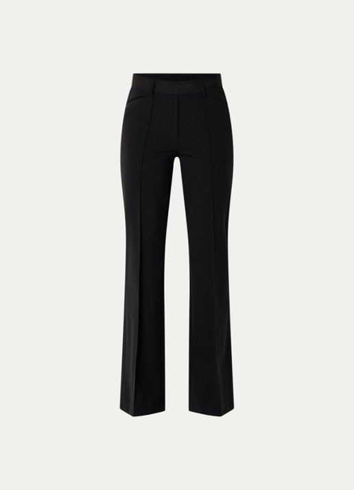 Gardeur Mid waist flared fit pantalon met steekzakken  - voorkant 2 zwart