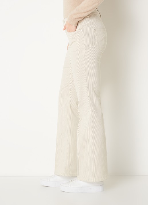 Gardeur Mid waist flared jeans met streepprint - detail 2 zand