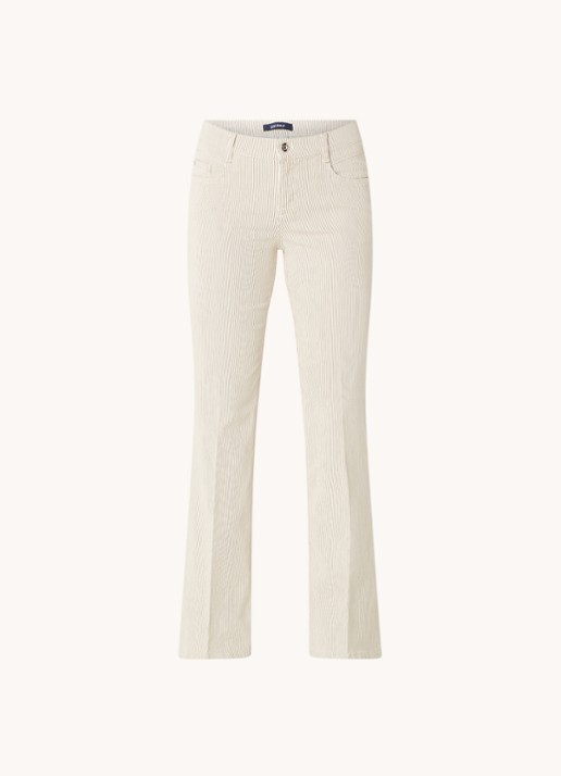 Gardeur Mid waist flared jeans met streepprint - voorkant 4 zand