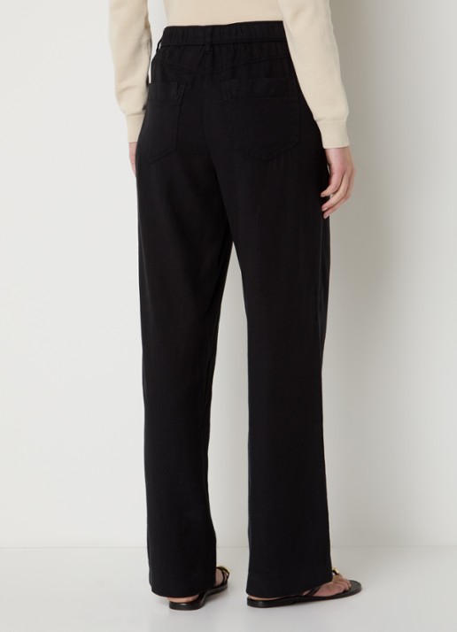 Gardeur Mid waist straight fit chino in linnenblend met steekzakken - achterkant 3 zwart
