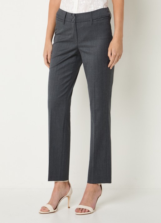 Gardeur Mid waist straight fit pantalon in wolblend - detail donkergrijs