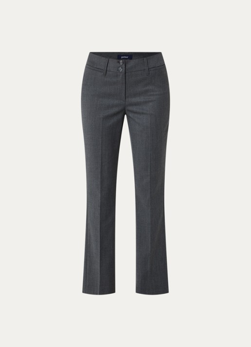 Gardeur Mid waist straight fit pantalon in wolblend - voorkant 3 donkergrijs