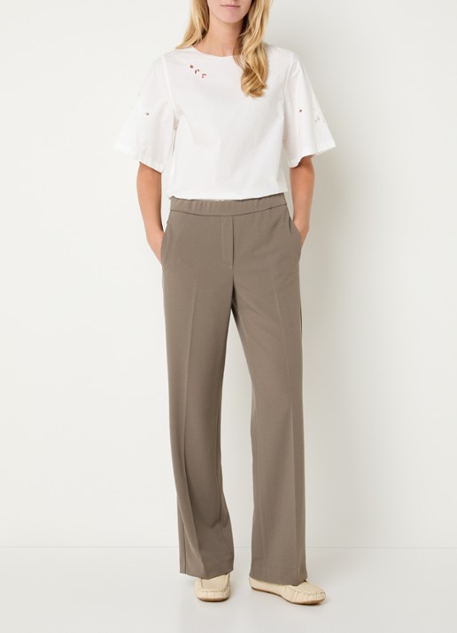 Gardeur Mid waist straight fit pantalon met steekzakken - voorkant 2 lichtbruin