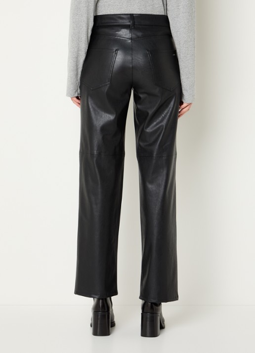 Gardeur Mid waist straight leg broek van imitatieleer - achterkant 3 zwart