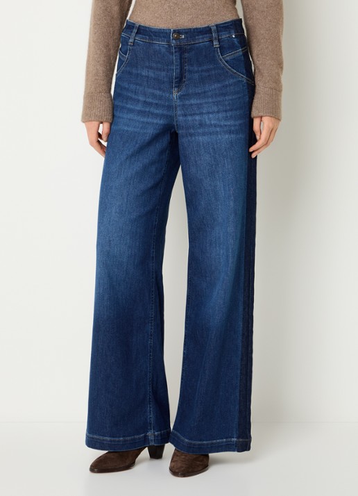 Gardeur Mid waist wide fit jeans met donkere wassing - detail 3 indigo