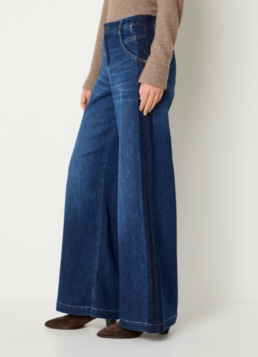 Gardeur Mid waist wide fit jeans met donkere wassing - detail 4 indigo
