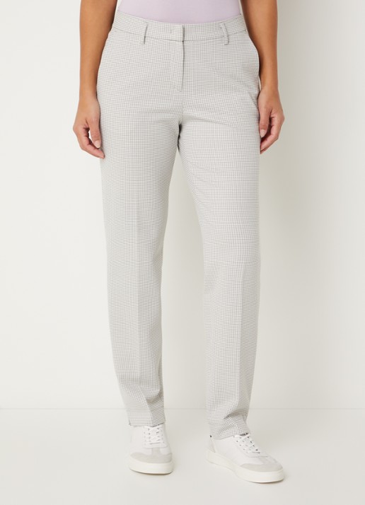 Gardeur Zigarette mid waist tapered pantalon met pied-de-poule dessin