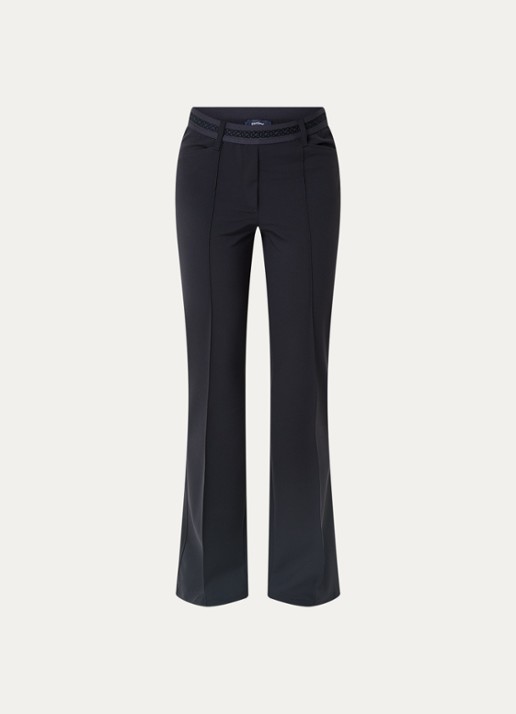 Gardeur Zilla high waist slim fit broek met steekzakken - voorkant donkerblauw