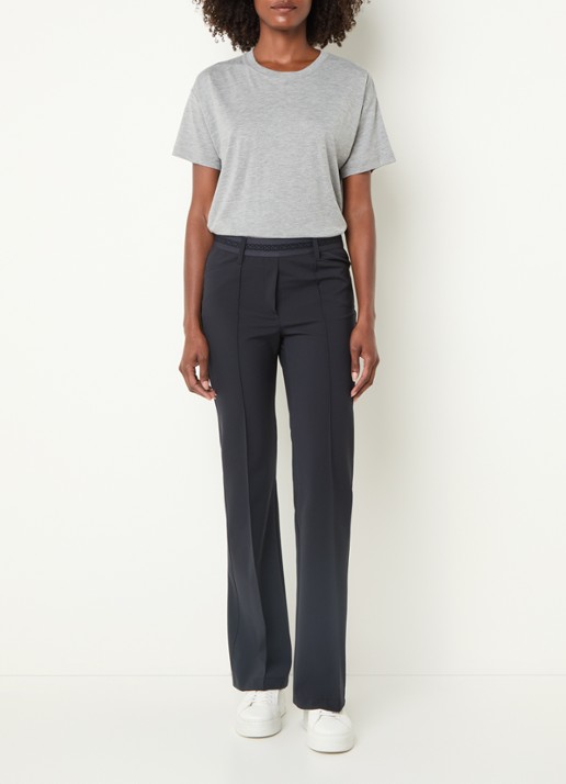 Gardeur Zilla high waist slim fit broek met steekzakken - voorkant 2 donkerblauw