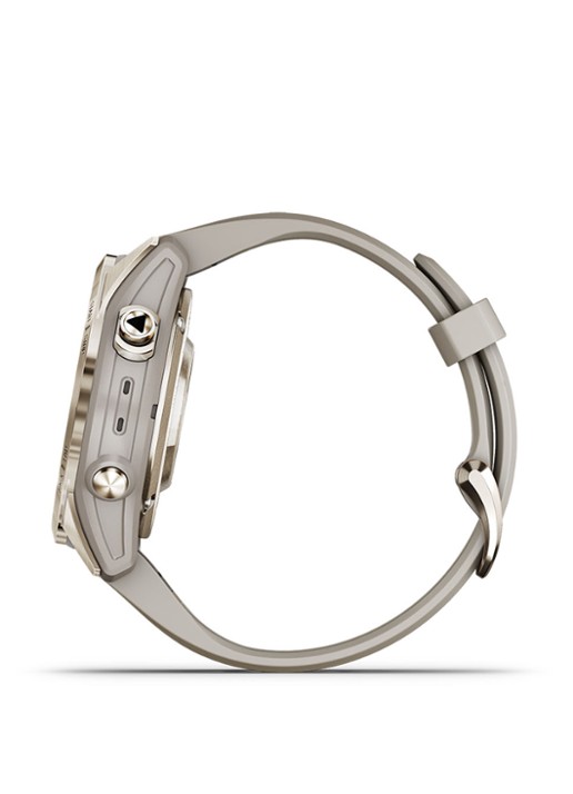 Garmin Fenix 7S Pro Solar horloge 42 mm met saffierglas - detail goud