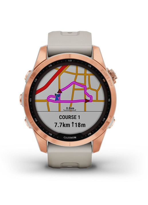 Garmin Fenix 7S Solar smartwatch 42 mm - voorkant 6 roségoud