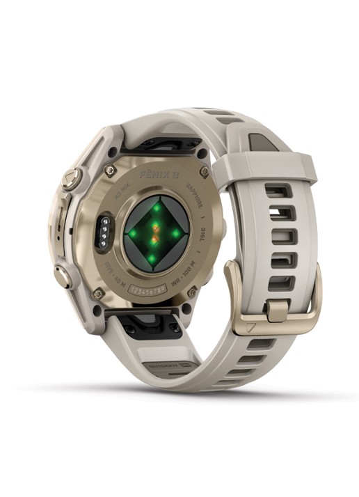 Garmin Fenix 8 43mm, AMOLED, saffier - detail goud