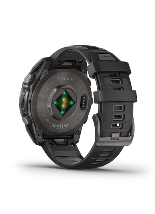 Garmin Fenix 8 47mm, AMOLED, saffier - detail zwart
