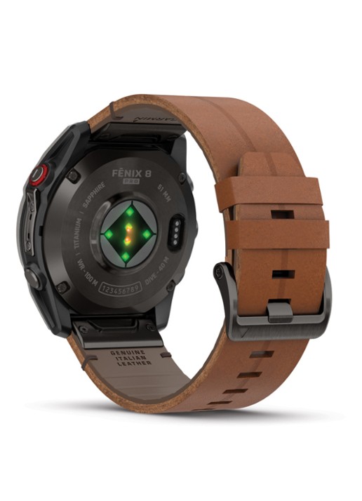 Garmin Fenix 8 Pro LTE smartwatch 51 mm, Saffierglas, Titanium met siliconen en lederen band - detail 4 zwart
