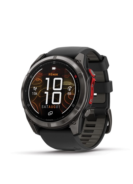 Garmin Fenix 8 Pro Microled LTE smartwatch 51 mm, Saffierglas, Titanium met siliconen band - detail 2 antraciet