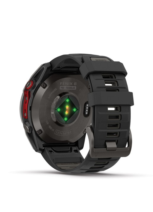 Garmin Fenix 8 Pro Microled LTE smartwatch 51 mm, Saffierglas, Titanium met siliconen band - detail 3 antraciet
