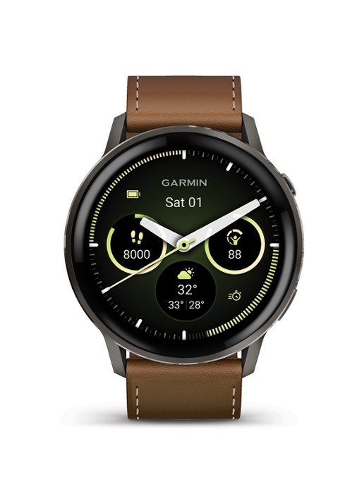 Garmin Venu 4 smartwatch 45 mm, met siliconen en lederen band
