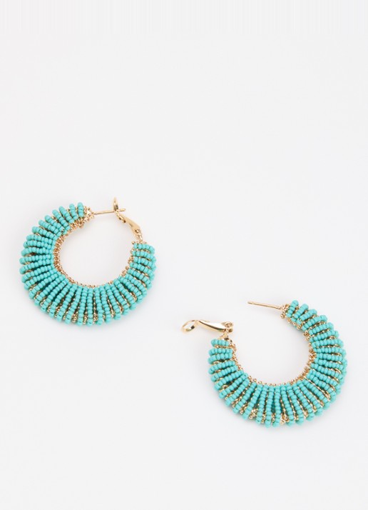 Gas Bijoux Izzia oorringen verguld - detail turquoise