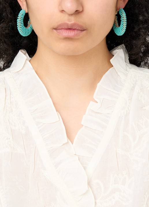 Gas Bijoux Izzia oorringen verguld - voorkant 4 turquoise