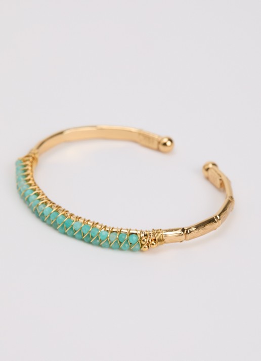 Gas Bijoux Lyre bangle verguld - detail groen
