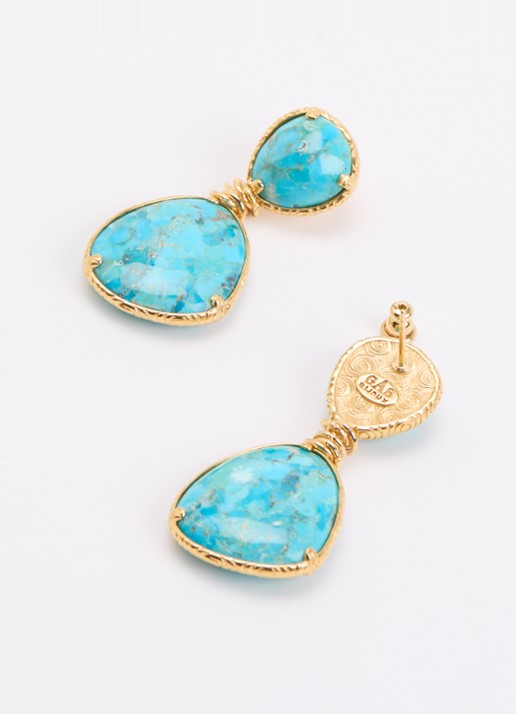 Gas Bijoux Silia oorstekers verguld - detail 3 turquoise