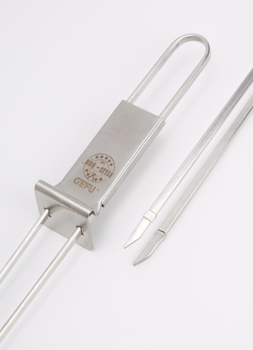 GEFU Twinco barbecue spies 32 cm set van 2 - voorkant 2 zilver