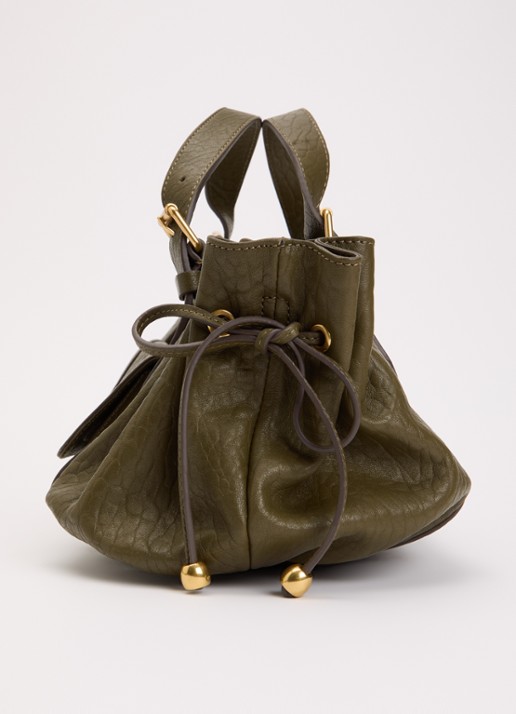 Gerard Darel 18H handtas van schapenleer met afneembare schouderriem - detail 3 bronsgroen