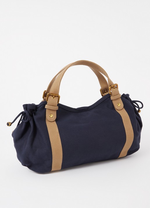 Gerard Darel 24H handtas van canvas - achterkant 3 donkerblauw