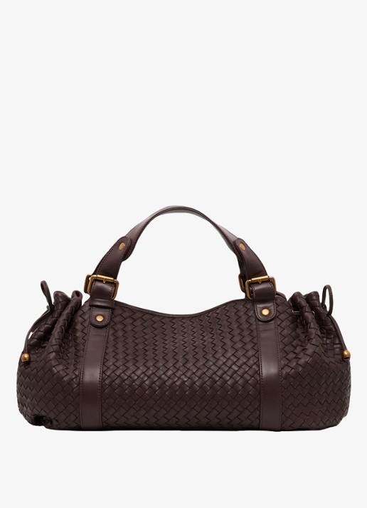 Gerard Darel 24H handtas van leer met geweven detail