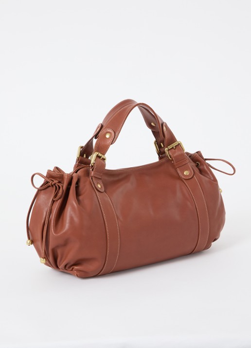 Gerard Darel 24H handtas van leer - achterkant cognac