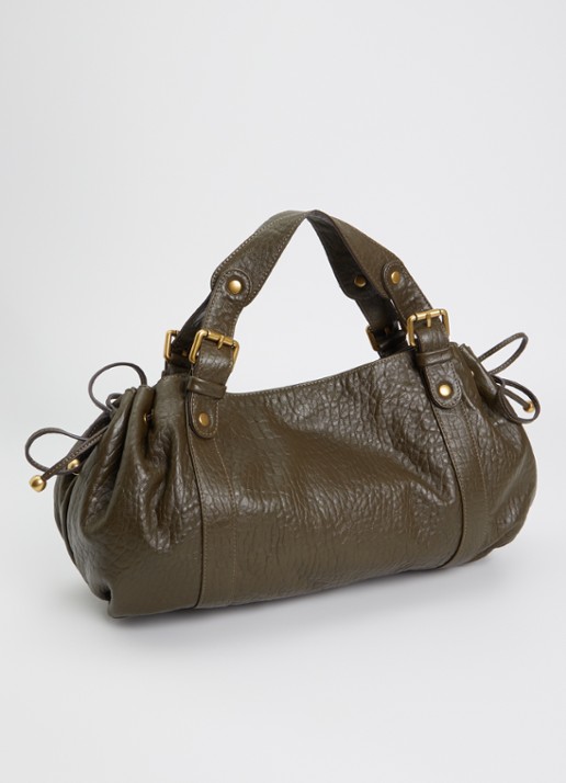 Gerard Darel 24H handtas van leer - achterkant khaki