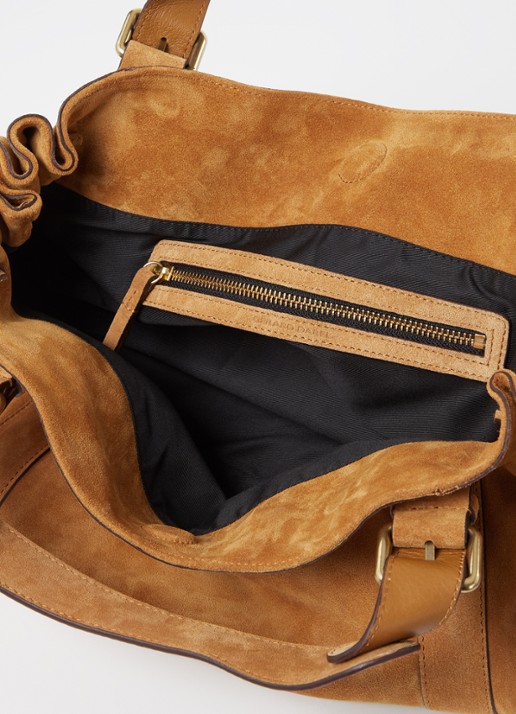 Gerard Darel 24H handtas van suéde met trekkoord - detail camel