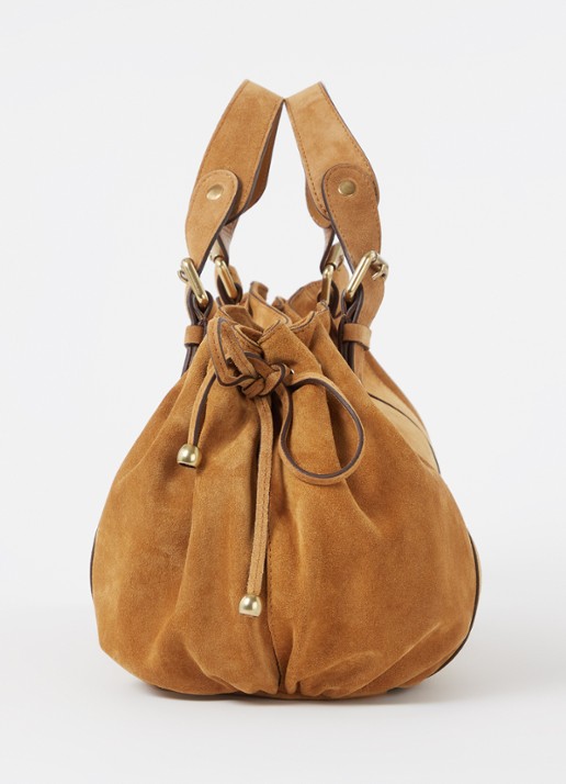 Gerard Darel 24H handtas van suéde met trekkoord - detail 2 camel