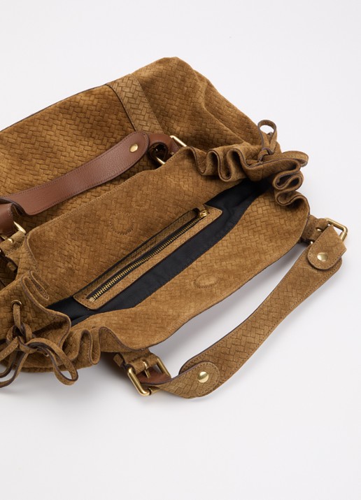 Gerard Darel 24H handtas van suède - detail 3 cognac