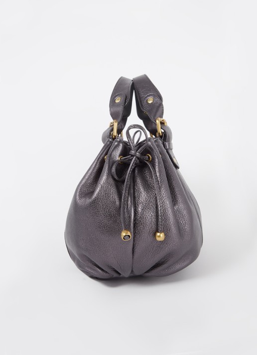 Gerard Darel 24H schoudertas van leer met metallic finish - detail 4 antraciet