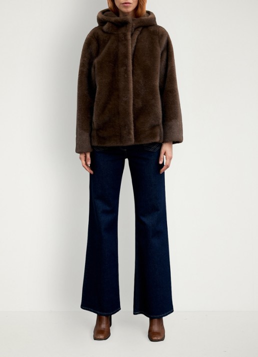 Gerard Darel Agate jas van imitatiebont - voorkant 2 naturel