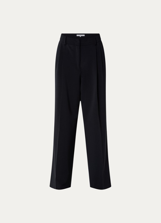 Gerard Darel Alissia high waist wide fit pantalon met steekzakken - voorkant donkerblauw